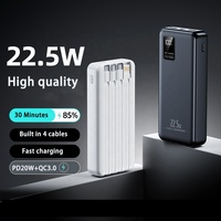 Chargeur portable Power Bank 20000mah 20W USB-C Power Delivery Câble USB-C intégré Powerbanks 20000 Mah Charge rapide