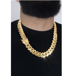 Cadena Cubana de Miami de Plata de Ley 925 Chapada en Oro de la Mejor Calidad, Joyería Hip Hop, 10-24 mm, Todos los Tamaños Disponibles a Bajo Precio - Product Image 1