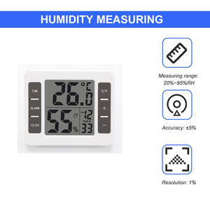 Dijital Büyük LCD Ekranlı İç Mekan Termometresi Higrometre, Sıcaklık ve Nem Alarm Saatli, Ev Ofis Mutfak İçin - Product Image 4