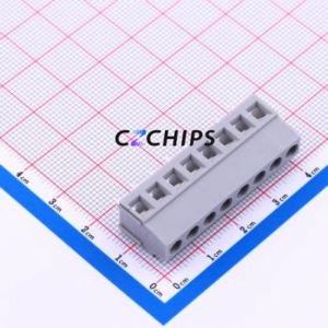 DB128L-5.0-8P-GY-S Screw Terminal Block Through hole Component (THT),P=5mm Connector 1x8P 5mm Gray Through Hole - Product Image 1