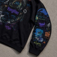Fabricant de vêtements personnalisés OEM ODM, sweat-shirt à col rond surdimensionné pour homme, tissu French Terry, impression graphique sur toute la surface, streetwear
