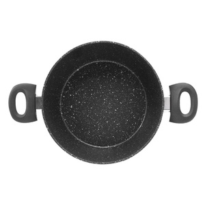Casserole en alliage d'aluminium forgé de <span class=keywords><strong>24</strong></span> <span class=keywords><strong>cm</strong></span>, revêtement en <span class=keywords><strong>pierre</strong></span> de marbre noir antiadhésif avec couvercle en verre normal - Product Image 3