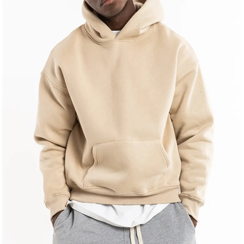 High Quality Street Wear Hooded Pullover Thick Fleece Oversize Loose Custom Sweatshirt Plus Size Men's Hoodies