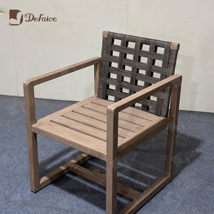 Sedia Semplice <span class=keywords><strong>da</strong></span> Esterno in Legno Massello <span class=keywords><strong>con</strong></span> <span class=keywords><strong>Schienale</strong></span> Intrecciato Cuscino Impermeabile e Braccioli Sedia <span class=keywords><strong>da</strong></span> <span class=keywords><strong>Giardino</strong></span> - Product Image 4