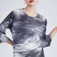 Robe plissée vintage à imprimé floral pour femme, 100 % polyester, longueur genou, manches longues, coupe ample, décontractée, lavable, antistatique