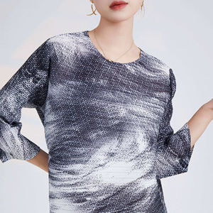 แฟชั่นเสื้อผ้าผู้หญิงลายดอกไม้สไตล์วินเทจ ผ้าทอโพลีเอสเตอร์ 100% จับจีบระดับเข่า แขนยาว ทรงหลวม สวมใส่สบาย ซักได้ ป้องกันไฟฟ้าสถิต - Product Image 3