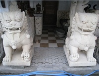 Statue d'animaux en pierre de décoration extérieure, taille réelle, en marbre naturel sculpté à la main, Statue de Lion rugissant, Sculpture à vendre