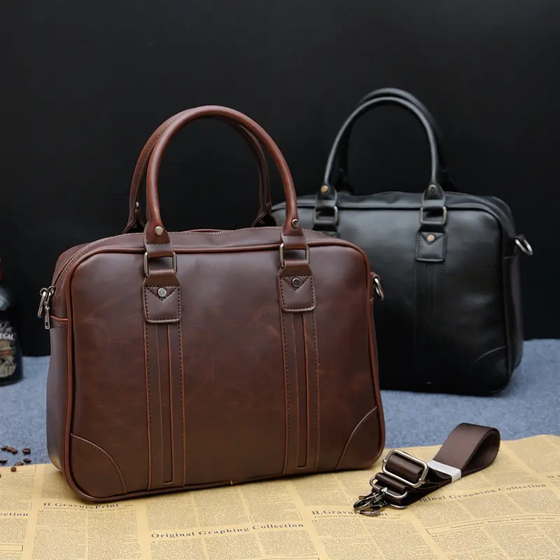 Men's Leather Messenger Bag Laptop Briefcases Business Satchel Computer Handbag Shoulder Bag for Men