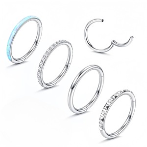 Anneau de piercing en acier inoxydable couleur or avec sertissage en canal pour nombril, nez, oreille, cartilage – Cadeau idéal - Product Image 2