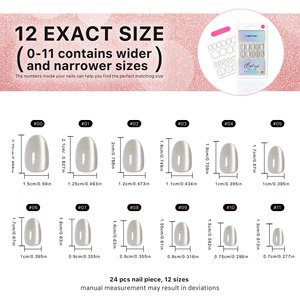 AIERFEI 24 pièces Ongles à presser ovales effet œil de chat, <span class=keywords><strong>gris</strong></span> <span class=keywords><strong>clair</strong></span> givré, haute qualité, fabricant en gros - Product Image 3