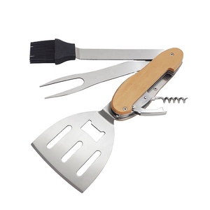 Hot bán 5 trong 1 có thể gập lại <span class=keywords><strong>BBQ</strong></span> đa công cụ bằng gỗ xử lý chức năng cho thịt nướng cắm trại bền phụ kiện kim loại - Product Image 1