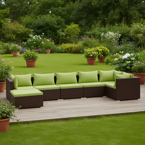 Ensemble de salon de jardin en rotin brun 6 places, mobilier d'extérieur au design contemporain, résistant aux intempéries, ensemble de canapés de patio - Product Image 2