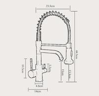 Robinet de cuisine 3-en-1 avec douchette extractible et robinet d'eau potable, mitigeur de cuisine à col de cygne et double bec