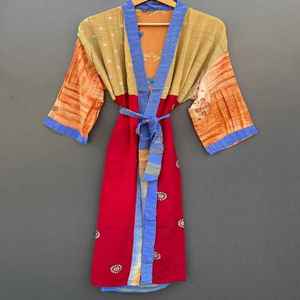 Producto de Moda 2025, Nuevo Sari de Seda Vintage, Kimono, Bata, Patchwork, Estilo Bohemio, Ropa de Salón y Playa, Precio al por Mayor - Product Image 4