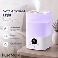 Humidificateur à brume fraîche grande capacité, mode sommeil silencieux, affichage numérique, lumière d'ambiance colorée pour chambre à coucher, bureau à domicile, chambre de bébé