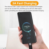 Xput Kurzes FPC Flaches USB3.1 Gen2 USB-A auf Typ-C Kabel 10Gbps Hochgeschwindigkeits-Datenübertragung 3A 60W PD Schnellladekabel für Laptop