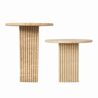 Table basse de style nordique minimaliste en travertin blanc, table d'appoint moderne de luxe pour salon, table ronde de style français, table d'appoint pour hôtel