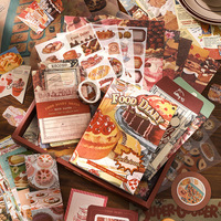 Kit cadeau de fournitures pour scrapbooking et journalisation : Carnet à spirales vintage A6 à grille, couverture rigide, thème gâteau pour la création de délicieux aliments
