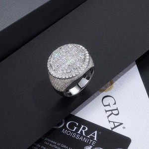 Bague pour <span class=keywords><strong>homme</strong></span> en argent sterling 925 plaqué or blanc 18 carats avec cluster de moissanite glacé, bijoux de <span class=keywords><strong>luxe</strong></span>, bague tendance hip-hop - Product Image 5
