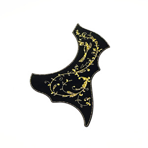 Battipenna per Chitarra Acustica Folk con Motivo Laser Colibrì Floreale Nero e Oro, Protezione Antigraffio per Chitarre da 40-41 Pollici - Product Image 5