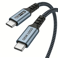 Kabel Pengisian Daya USB C 5m Kabel Tipe C Pengisian Cepat 240W 5A Kustom Pabrik 1m 2m 3m Kabel USBC ke USBC Berkualitas Tinggi dengan Anyaman Nilon