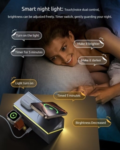 Nuevo Reloj Despertador de Escritorio 2026, Portátil, 3 en 1, Estación de Carga Inalámbrica Magnética, <span class=keywords><strong>Cargador</strong></span> Rápido de 15W con Lámpara LED - Product Image 6