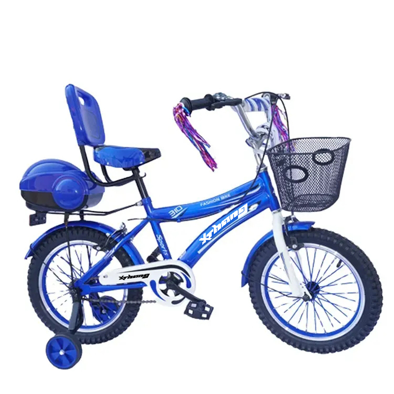 Wiefiche Vélo Enfant 14 Pouces – Bleu, Cadre Acier, Freins Avant/arrière, Roues Stabilisatrices, Panier, Hauteur Siège 43-49 Cm, Pour 95-105 Cm