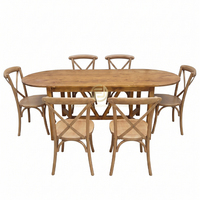 Ensemble de table et chaises de salle à manger d'extérieur moderne, 6 à 8 places, tables rectangulaires en bois pour meubles de restaurant