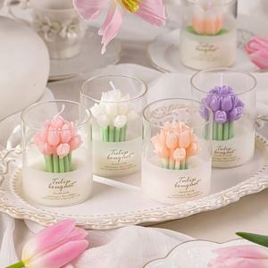 Bouquet de tulipes fait main en forme de fleur, bougies en cire de soja écologiques parfumées personnalisées pour la fête des pères, mariage, décoration de la maison, nouveauté - Product Image 4