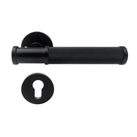 Poignée de porte européenne de luxe en laiton massif noir mat avec bouton moleté, rosette à mortaise et ensemble de serrure de sécurité – Quincaillerie en gros
