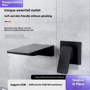 Robinet <span class=keywords><strong>de</strong></span> lavabo à plate-forme dissimulée tout en cuivre encastré dans le mur Conception <span class=keywords><strong>de</strong></span> cascade chaude et froide pour un usage domestique Matériau en laiton - Product Image 6
