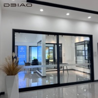 Puerta Corredera de Aluminio Ultra Delgada, Sin Aislamiento, de Alta Resistencia, con Vidrio Templado Visible y Resistente al Viento para Supermercado
