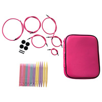 Juego de Agujas Circulares Intercambiables para Tejer, 10 Pares, Premium, con Mango Redondo de ABS y Cable Desmontable, para Suéteres, Bufandas y Manualidades