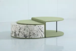 Castle Grey Marble Top Rectangle And Round Teapoy Design Modern Tea Making Serving Table