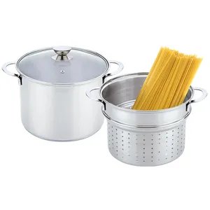 Chef 'S Classic Rvs Pasta Pot 4 Stuks 12 Quart Spaghetti Pot Multifunctionele Pasta Kookpot Met Stoomboot