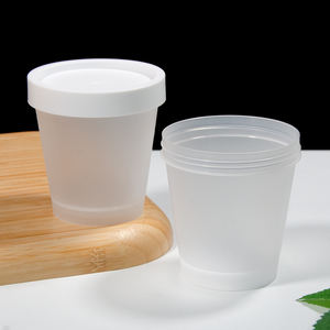 Bicchieri in Plastica Conici Personalizzabili da 250ml in PP5 per Alimenti <span class=keywords><strong>con</strong></span> Coperchi a Torsione, Adatti al Microonde, per Dessert, Gelatine alle Erbe, Bubble Tea, Insalata di Frutta - Product Image 1