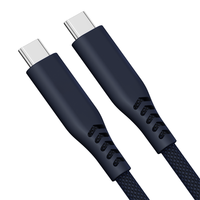 Cable de Carga Rápida PD60W 3A Tipo-C a Tipo-C de 1.5m, Negro, de Nailon, con Conectores de Cobre Estañado, para Teléfono Móvil, Computadora y Tableta, 20V 3A, 1 Pieza