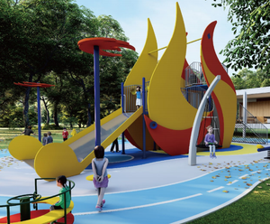 สนามเด็กเล่นกลางแจ้งสำหรับเด็ก3-12รูปแบบแอบสแตรกต์รูปนกสีส้มออกแบบได้เอง - Product Image 5