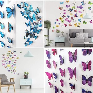 Autocollant mural <span class=keywords><strong>en</strong></span> PVC 3D coloré <span class=keywords><strong>en</strong></span> forme de papillon, écologique, imperméable, réutilisable, décoration de fête d'anniversaire, style Art Déco, papillons - Product Image 6