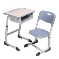 Ensemble de bureau et chaise d'école moderne avec dossier perforé, bureau d'étudiant pour salle de classe, structure métallique, table d'étude individuelle