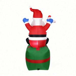 Père Noël gonflable lumineux en terylène fait main de 180 cm (6 pieds) sur boîte cadeau, pour intérieur et extérieur, jardin, hôtel, maison - Product Image 4