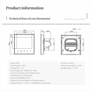 Unité de ventilo-convecteur Beca BAC-2000 24V 220V, système de refroidissement et de chauffage intelligent, <span class=keywords><strong>thermostat</strong></span> Wifi pour 4 tuyaux, 2 tuyaux, régulateur de température - Product Image 6