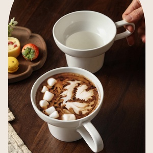 Tazas de Café de Cerámica de Boca Ancha Estilo Medieval, Color Blanco, 340 ml, Forma <span class=keywords><strong>Irregular</strong></span> Personalizada, Taza para Beber con Forma Especial, Regalo Promocional - Product Image 2