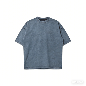 T-shirt pour homme en coton tricoté lavé, taille plus, manches courtes, t-shirt pour homme en coton tricoté lavé, OEM Fried Snowflake - Product Image 6