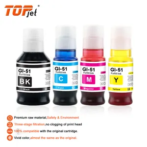 Topjet GI 51 GI51 GI-51 Bulk Water Based Bottle Premium Compatible Color Refill DGT Ink For Canon G3520 G2560 Printer