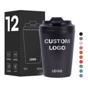 แก้วน้ำเก็บความร้อนสั่งทำพร้อมโลโก้ ขนาดเล็ก 12 ออนซ์ แก้วกาแฟสแตนเลส แก้วน้ำกีฬาพร้อมขีดบอกปริมาณ - Product Image 1