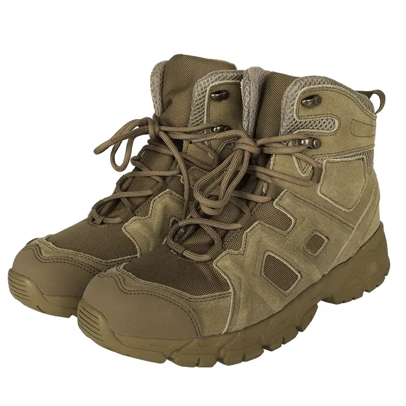 YAKEDA-Botas de combate impermeables para hombre, calzado táctico de cuero genuino, marrón y negro