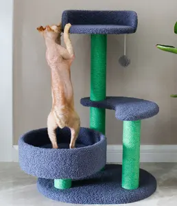 Venta al por mayor amazon gato de casa-FullYoung-rascador de cartón con forma de seta rosa y púrpura, hamaca de ratán de sisal para mascotas, juguete para gato pequeño, nuevo estilo, 2022