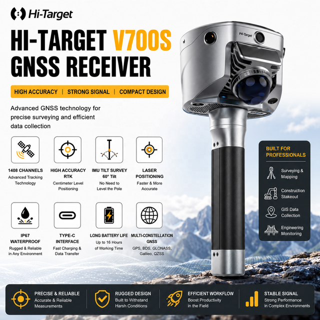 Hi-Target V700S GNSS RTK SLAM 3D Laser LiDAR Survey Scanner All in One Scanner for Indoor, Tunnel & Outdoor Survey