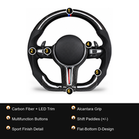 Volant en fibre de carbone 390 mm à fond plat style sport pour BMW E90 F10 F20 F30